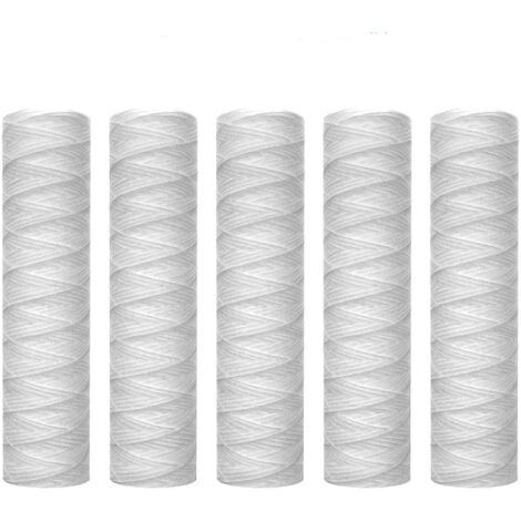 DEVENIRRICHE 10 Micron Coiled Sediment Water Filter Cartridge, 5 Pack, 10 Inch x 2.5 Inch Whole Home Sediment Filtration