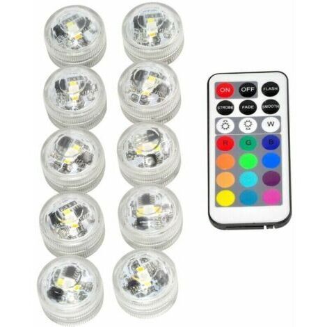 10 Mini LED Éclairages Sous-Marins Étanches Multicolores RGB avec 1 Télécommande - AUTRES
