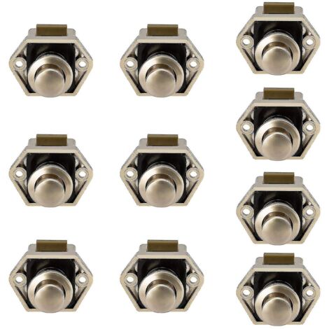 10 mini loquets de porte de tiroir/placard à bouton-poussoir pour caravane/camping-car, nickel-nickel, 10 pièces