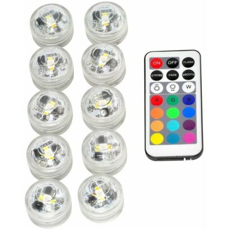 10 mini luci subacquee a LED, luci subacquee RGB multicolor impermeabili, candele a LED con 1 telecomando