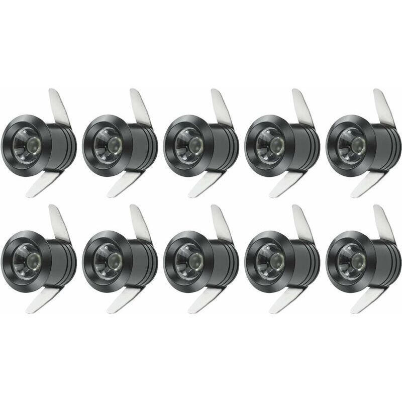 10pcs 1W Mini LED Spots Encastrables avec Transformateur Séparé pour Vitrine Cuisine Escaliers Placard 90-265V AC [Classe énergétique A++]