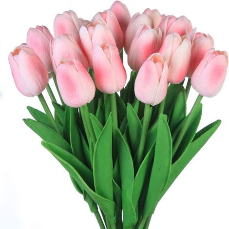 10 mini tulipes artificielles en fleurs de cerisier roses