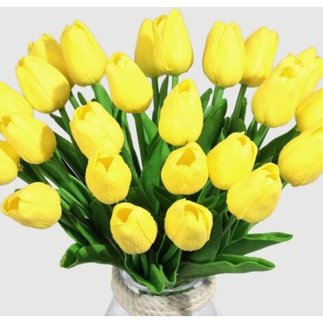 10 mini tulipes artificielles jaunes