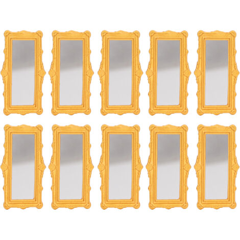 10 Miniatures Miroirs Cadre Doré pour Maison de Poupée 1/12 et 1/6, Accessoire Décoratif Élégant