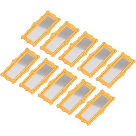 10 Miniatures Miroirs Dorés Cadre Orné pour Maison de Poupée 1/12 et 1/6, Décoration Élégante Accessoire