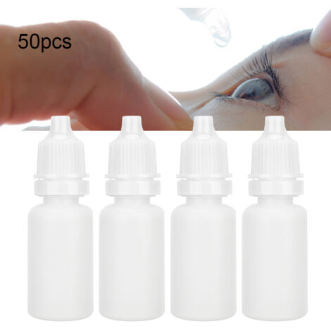 10-ml-Tropffläschchen mit flexibler Tropfverschluss, 50 Stück für Augentropfen und ätherische Öle, weiß