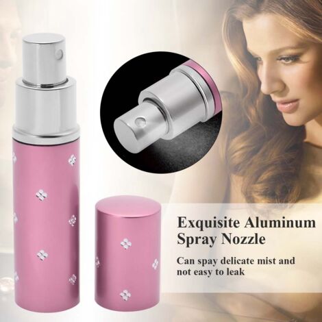 10 ml wiederbefüllbare Aluminiumflasche, leerer tragbarer rosa Zerstäuber für Parfums und ätherische Öle
