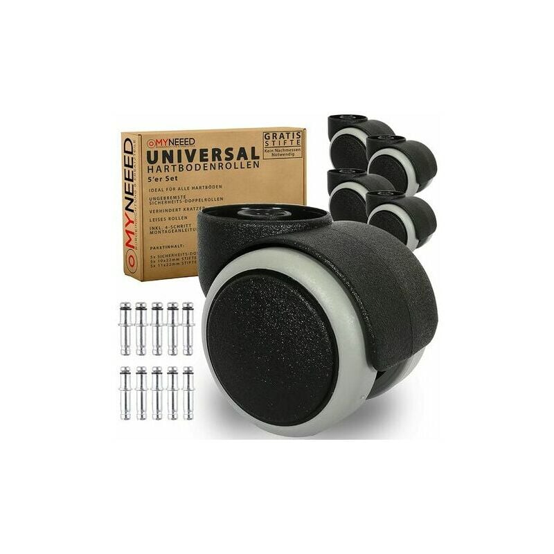 10 mm/11 mm Hartbodenrollen für alle Marken von Bürostühlen – strapazierfähige, stiftlose Rollen für Laminat-, Parkett- und Fliesenböden – kratzfrei | 07634066094906 10 mm/11 mm Hartbodenrollen für alle Marken von Bürostühlen – strapazierfähige, stiftlose Rollen für Laminat-, Parkett- und Fliesenböden – kratzfrei | 07634066094906