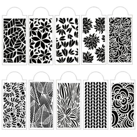 10 modèles de pochoirs feuille et rose pour scrapbooking, peinture et embossage sur cartes, album DIY