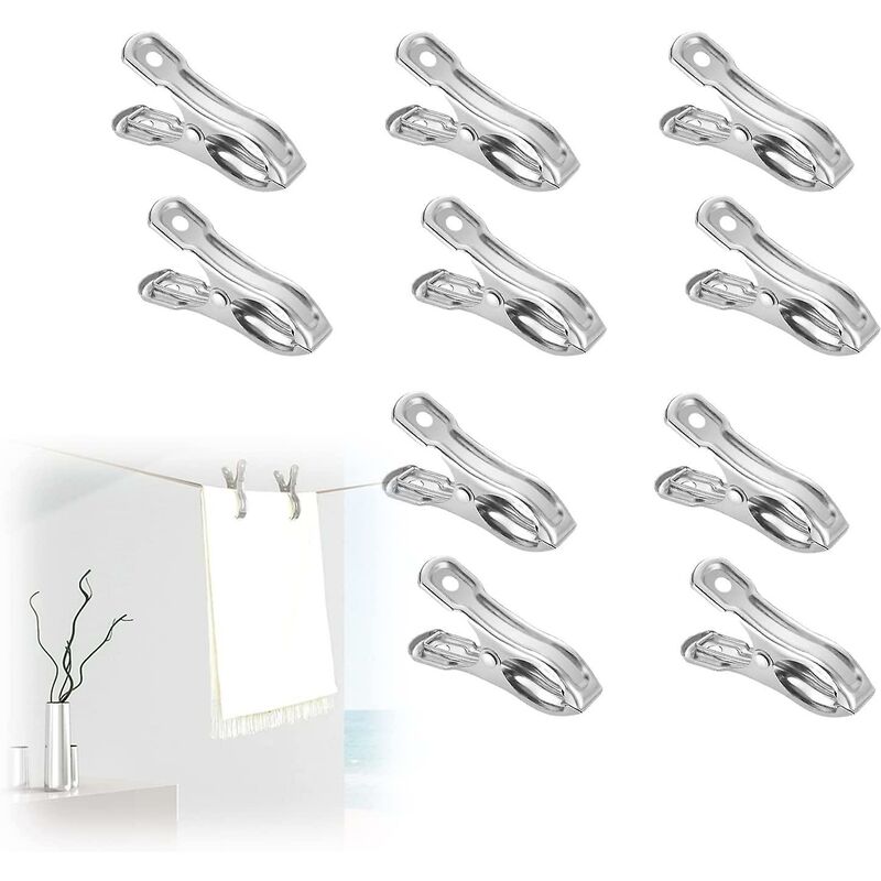 10 mollette da bucato in metallo, mollette da