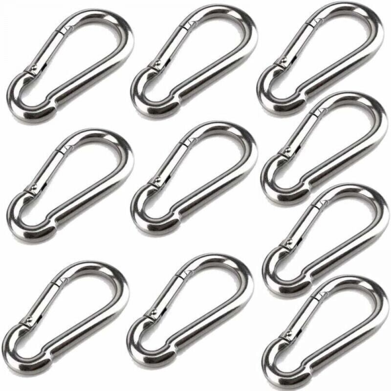10 Mousquetons De 40 Mm X 4 Mm, Mousqueton En Acier Inoxydable 304 Avec Mousqueton, Capacité De Charge Jusqu'À Environ 80 Kg.
