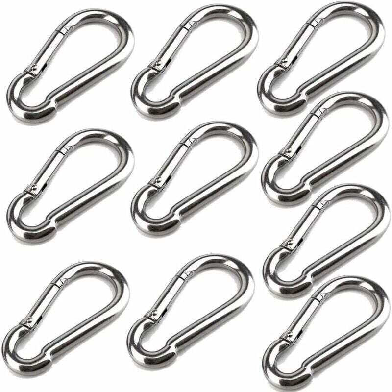 10 Mousquetons De 40 Mm X 4 Mm, Mousqueton En Acier Inoxydable 304 Avec Mousqueton, Capacité De Charge Jusqu'À Environ 80 Kg.