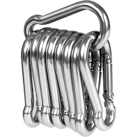 10 Mousquetons en Acier 304 Petit Mousqueton 40 mm x 4 mm Mousqueton de Fixation avec Fermeture à Clip pour Les Outils de Traction et poignées avec Un œillet…
