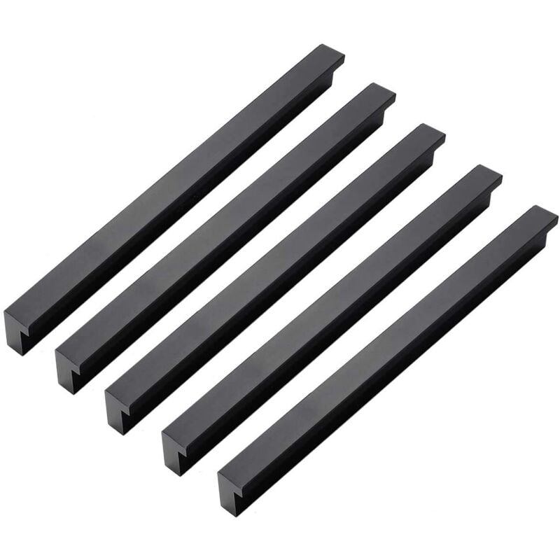 10 Noir Moderne en Alliage D'aluminium Armoire Armoire Poignée de Porte Tiroir de Meubles Tire Boutons, Trou Centre 192 mm