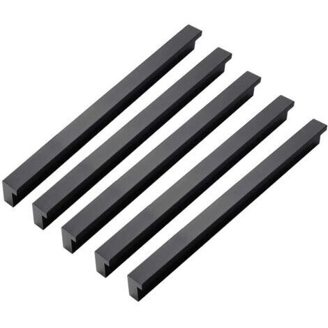 10 Noir Moderne en Alliage D'aluminium Armoire Armoire Poignée de Porte Tiroir de Meubles Tire Boutons, Trou Centre 192 mm