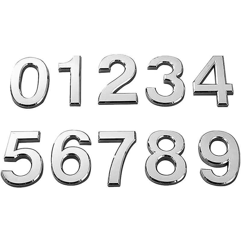 Image of 10 numeri di cassetta postale autoadesivi numeri civici 3D numeri di porta numeri di indirizzo adesivi da 0 a 9 (5 pollici, argento)