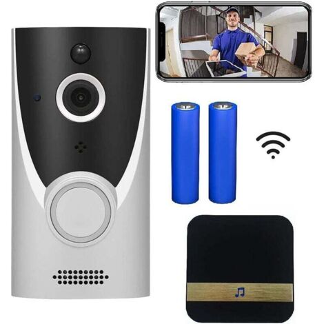 10 Ones Design Campanello video wireless 1080P di ultima generazione con visione notturna e rilevamento del sensore di movimento PIR/RIR, campanello video Ring Doorbell con campanello, campanello visi