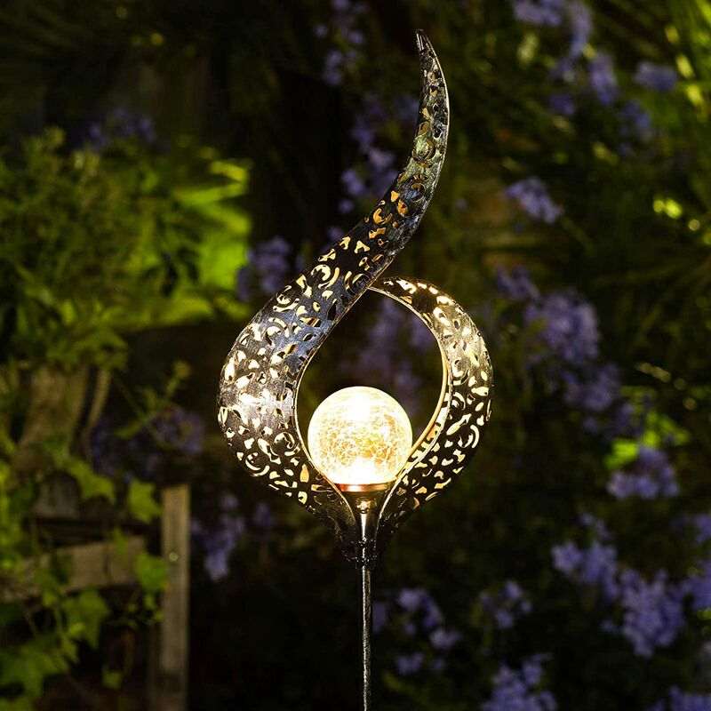 Thsinde - 10 Ones Design Outdoor Solar Lights Garden Crackle Glass Globe Stake Lights, wasserdichte LED-Leuchten für Garten, Rasen, Terrasse oder
