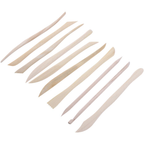 10 outils de modelage en bois pour argile polymère - Kit d'outils de sculpture DIY