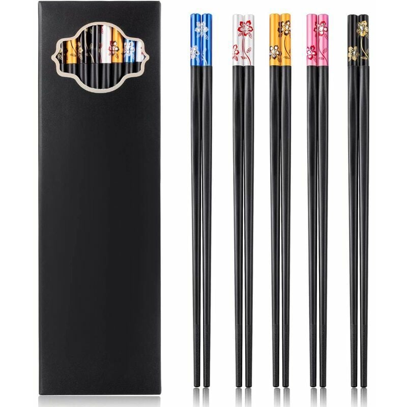 10 Paar Essstäbchen aus Glasfaser, spülmaschinenfest, wiederverwendbar, mit rutschfestem Design, mehrfarbig, 24 cm | 07634061582972 10 Paar Essstäbchen aus Glasfaser, spülmaschinenfest, wiederverwendbar, mit rutschfestem Design, mehrfarbig, 24 cm | 07634061582972