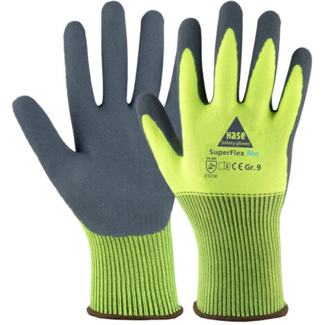 10 Paar Hase® Superflex neo Montagehandschuhe neon-grün/grau 11