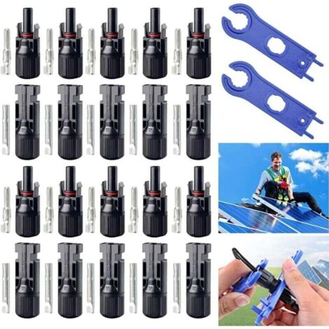 10 Paar MC4-Solarstecker, Stecker/Buchse, Solarstecker, Photovoltaik-Solarpanel-Stecker, IP67, PV-Stecker mit 2 Schraubenschlüsseln für Solarpanel-Kabelzubehör——