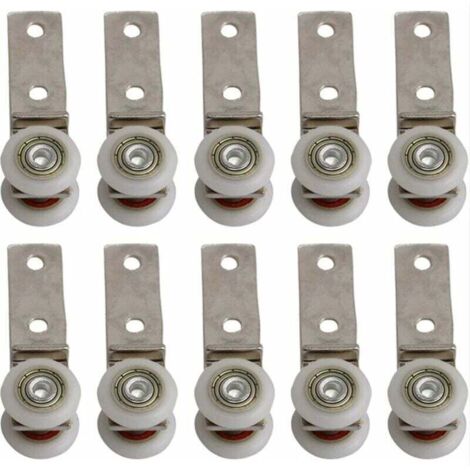 10 pack 1,9 cm Coude de conduit en métal Roulement Bloc de poulie avec deux Plastique de roue pour porte coulissante fenêtre Cabinet