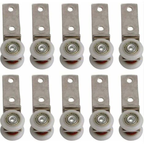 10-pack 1.9 cm Metal Conduit Elbow Bearing Pulley Block with Two Plastic Wheels for Sliding Door Window Cabinet