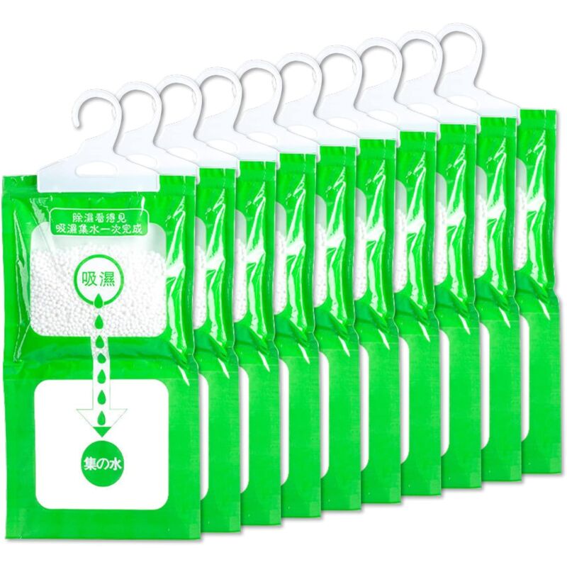 10 Pack Absorbeur d'Humidité Placard, Déshumidificateur Suspendu Anti-Moisissure Sachet Anti Humidité pour La Cuisine/Salle de Bain/Armoire/Voiture