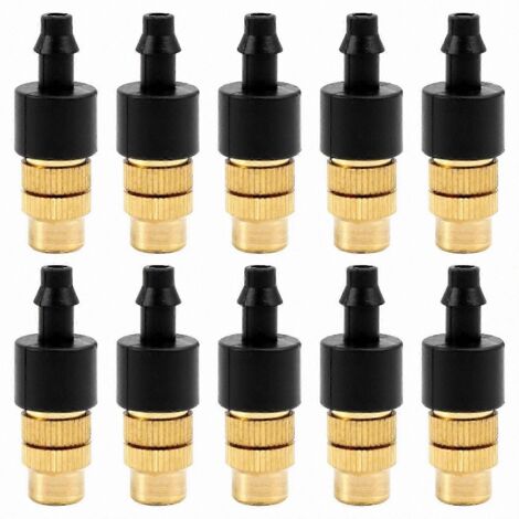 10-Pack Adjustable Misting Nozzles for Garden Sprinkling, Brass Watering Sprayers for Irrigation Systems