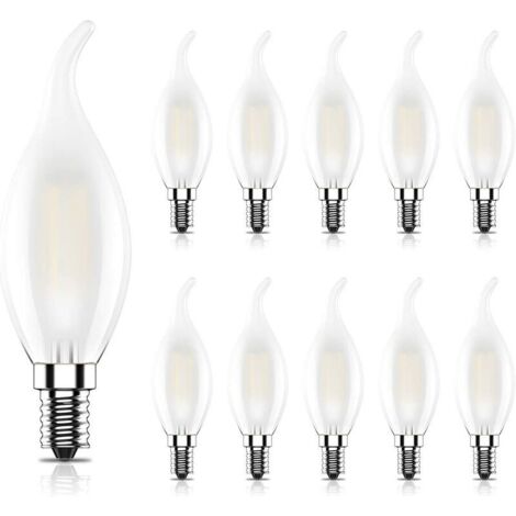10 Pack Ampoules LED E14 Filament Vintage Edison,4W Equivalent 40W,Blanc Chaud 2700K,400LM,CRI 80,AC 220V-240V,Verre Givré [Classe énergétique A+]