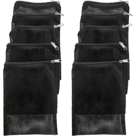 10-pack aquarium filter media bags, zippered, suitable for activated carbon, bio-balls, ceramic rings, etc., 1015 cm - black.