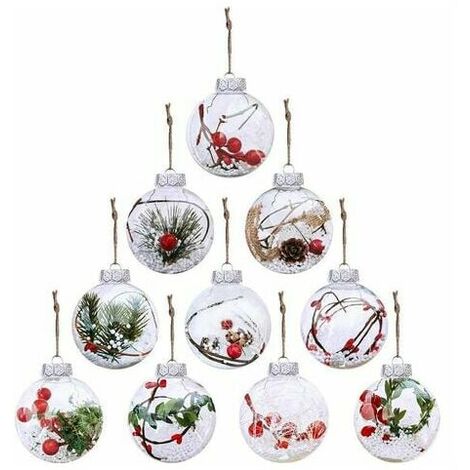 10 Pack Christmas Baubles Ornament Baubles 80mm Christmas Decorations Bauble Plastic Fillable Christmas Decorations Baubles Baubles Crafts