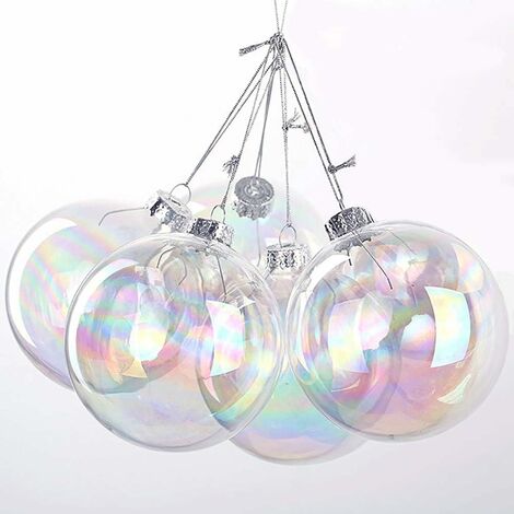 5 PCS Clear Plastic Christmas Balls Baubles Sphere Fillable Xmas