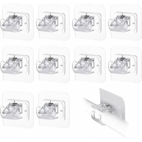 10 Pack Curtain Rod Brackets No Drilling Self Adhesive Rod Holder Transparent,Transparent