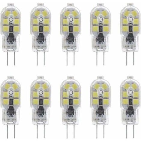 10-Pack G4 2W LED Ampoule pour les Ampoules de Hotte, AC/DC 12V, 20W Ampoules Halogènes Équivalent, 200LM, Bi-Pin avec Couvercle en PVC Transparent, Blanc Froid 6000K, Non-dimmable