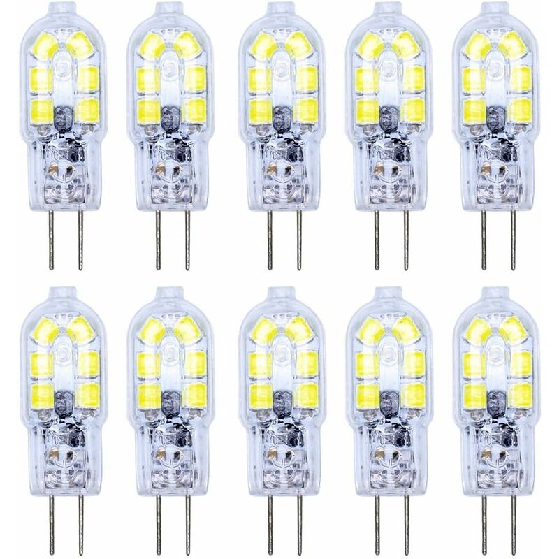 10 Pack G4 Ampoule led 2W led Bulb 12 smd 2835LEDs Blanc Froid Haute Illumination 120LM led Lighting AC/DC12V [Classe énergétique a+]