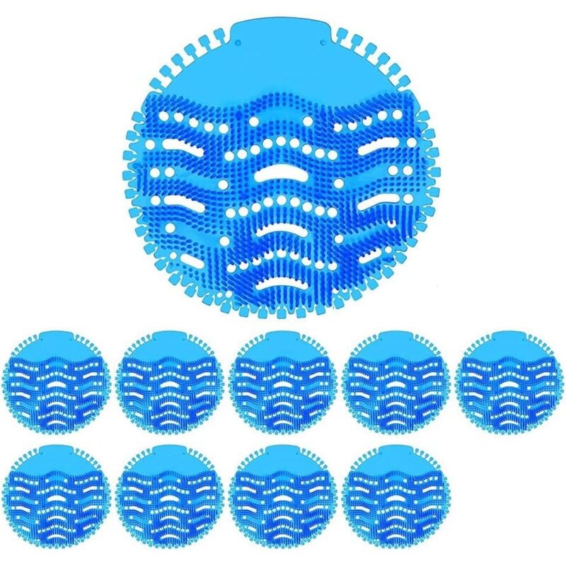 10 Pack Grille Urinoir, Spatter-Less filtres pour urinoir, Desodorisant Urinoir avec Parfum, Cinq types de parfums, de parfum Durée 30 jours Bleue