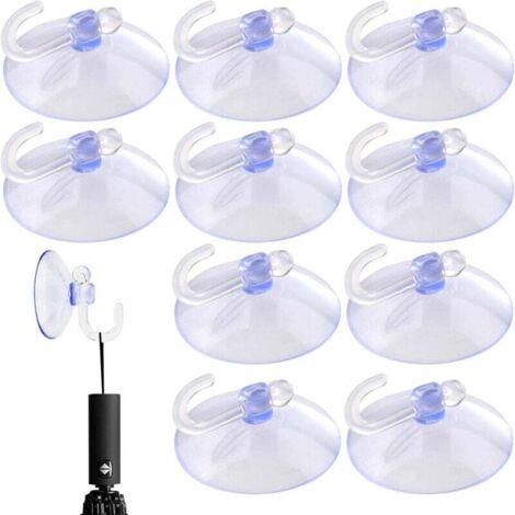 10 Pack Heavy Duty Suction Cups - Mini Hooks with Transparent Suction Cup for Kitchen and Bathroom, Lightweight and Convenient Portable Hooks for Mirrors, Walls, Bathrooms and Kitchens MUMU