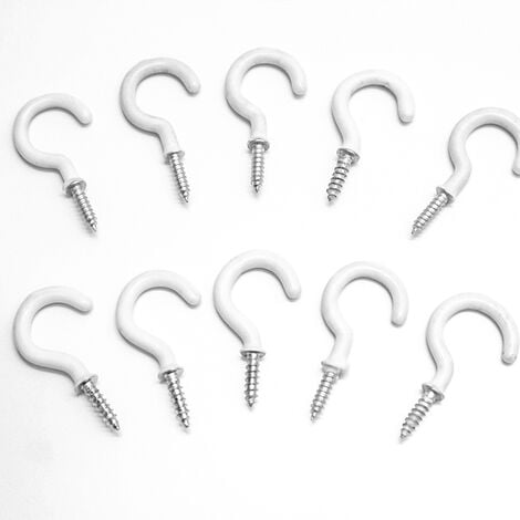 10 Pack Outdoor White Cup Hooks for Walls and Ceilings  Hanging Lighting