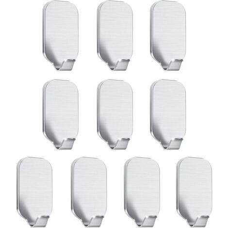 10 Pack Self-Adhesive Over-the-Door Hooks for Bathroom and Kitchen to Hang Clothes, Towels, and Keys - Stainless Steel, Waterproof, No Nails, YMYNY