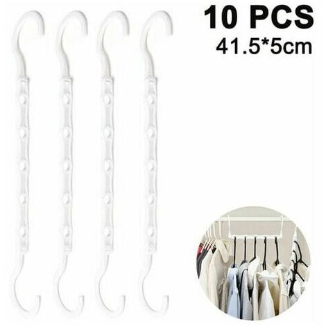 10 Pack Space Saving Magic Hangers, Space Saving Smart Closet Organizer Hangers with Sturdy Plastic for Heavy Duty Clothes - White