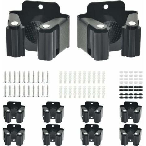 JALLERIA 10 Pack Wall Broom Holder, Stainless Steel Tool Holder, Wall Mounted Set, Garden Tool Broom Holder, Wall Broom Hook, Garden Tool Crutch Holder for Crutches, Doors,