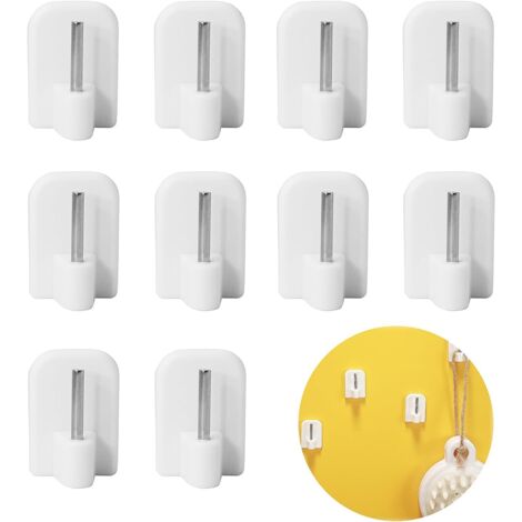 10-Pack White Self-Adhesive Hooks for Curtain Rod – Drill-Free Mounting