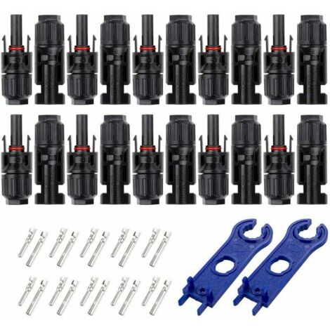10 Paia MC4 Maschio/Femmina Connettore per Cavo Pannello Solare Sistemi Fotovoltaici, Accessori Cavo Pannelli Solari, Impermeabile - Nero