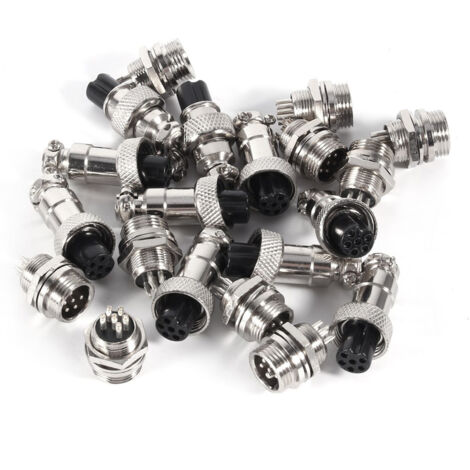 10 Paires Connecteur Aviation GX12 6 Broches 12mm Mâle Femelle Métal