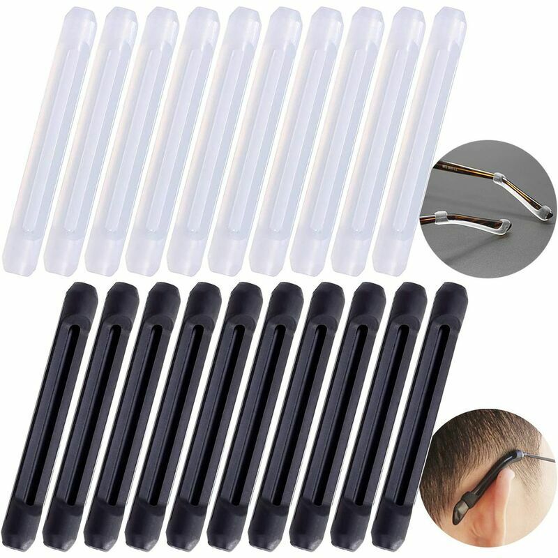 10 Paires Coussins d'Oreille en Silicone pour Lunettes Coussinets de Lunettes Antidérapants Crochet d'Oreille Support de Sangle de Lunettes pour