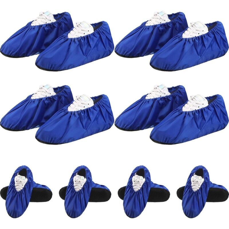 10 Paires Couvre-Chaussures Réutilisables Antidérapants Couvre-Boîtes Imperméables pour Protection de Tapis de Ménage Machine Lavable (Bleu Royal)