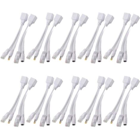 10 paires de caméras IP Poe RJ45 câble Ethernet adaptateur injecteur DC 12 v-RAPANDA