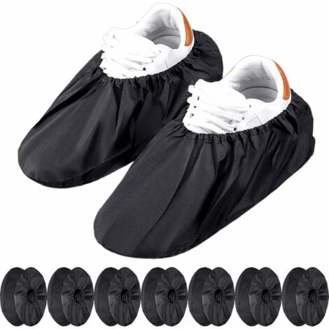 UGREAT 10 paires de couvre-chaussures antidérapants réutilisables, lavables en machine (noir)